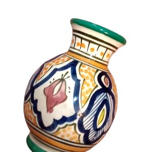 Moroccan Berber Colorful Artisenal Glazed Ceramic Vase (Small)